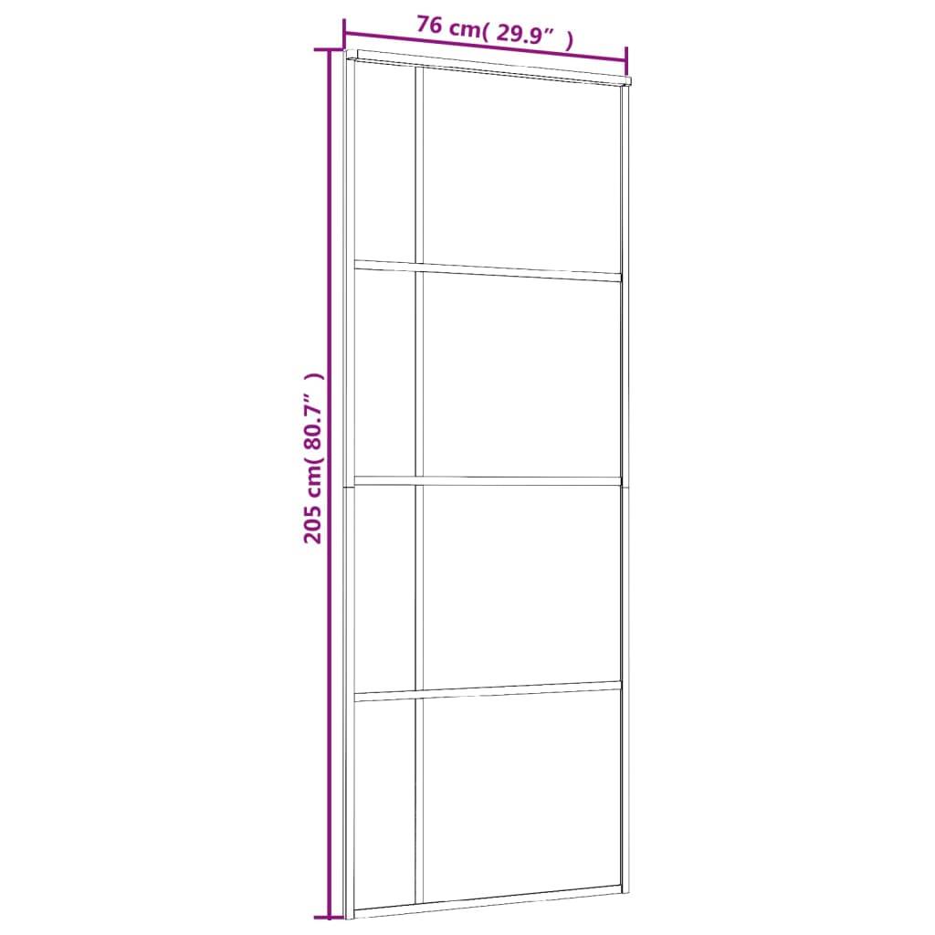 vidaXL Schiebetür ESG-Glas und Aluminium mattiert 90x205 cm Schwarz