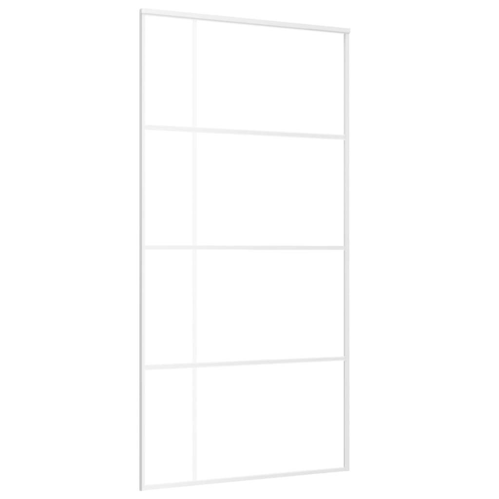 vidaXL Schiebetür ESG Glas und Aluminium mattiert 102,5x205 cm Weiß