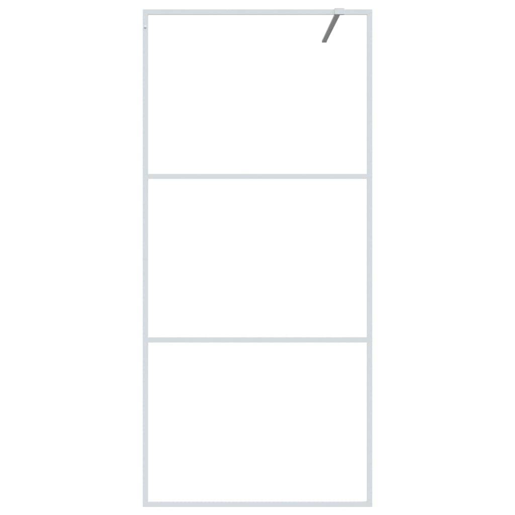 vidaXL Duschwand für Begehbare Dusche Weiß 90x195 cm ESG-Klarglas