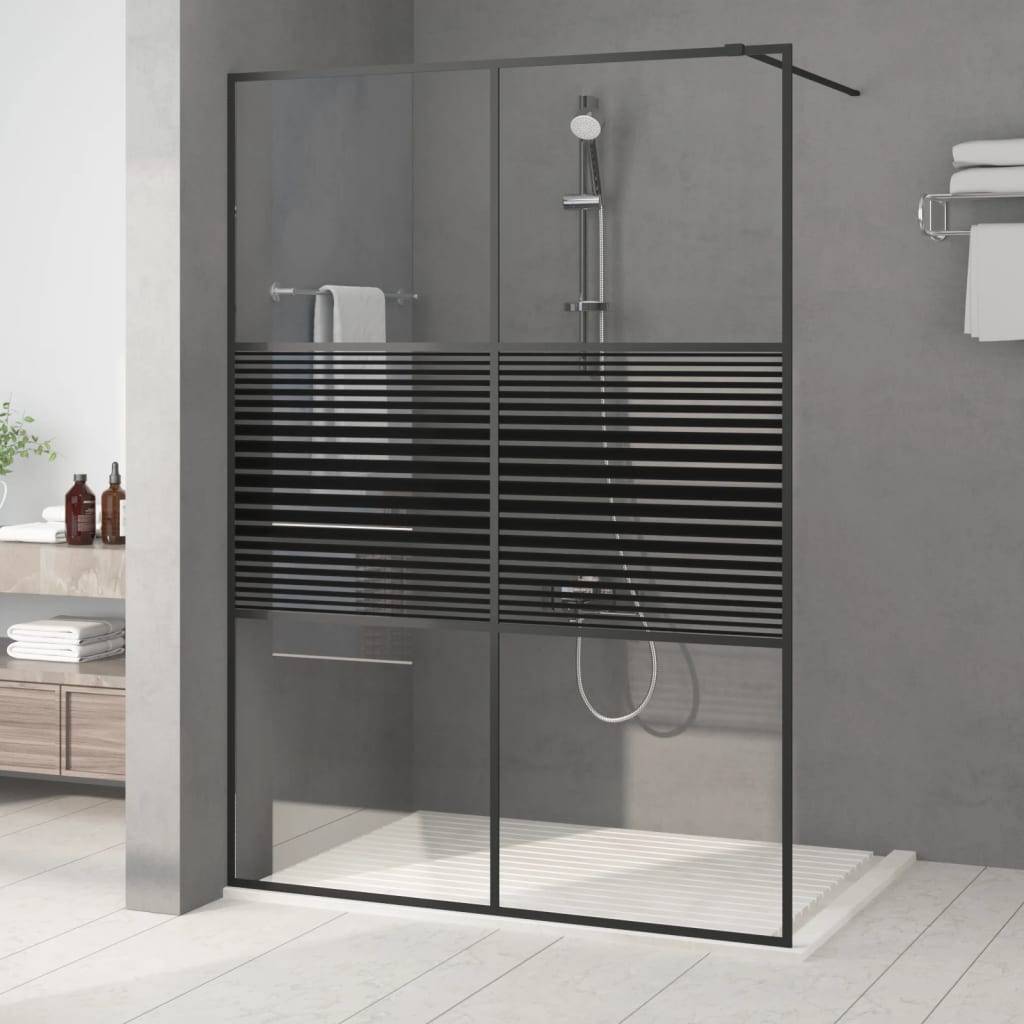 vidaXL Duschwand für Begehbare Dusche Schwarz 140x195 cm ESG-Glas Klar