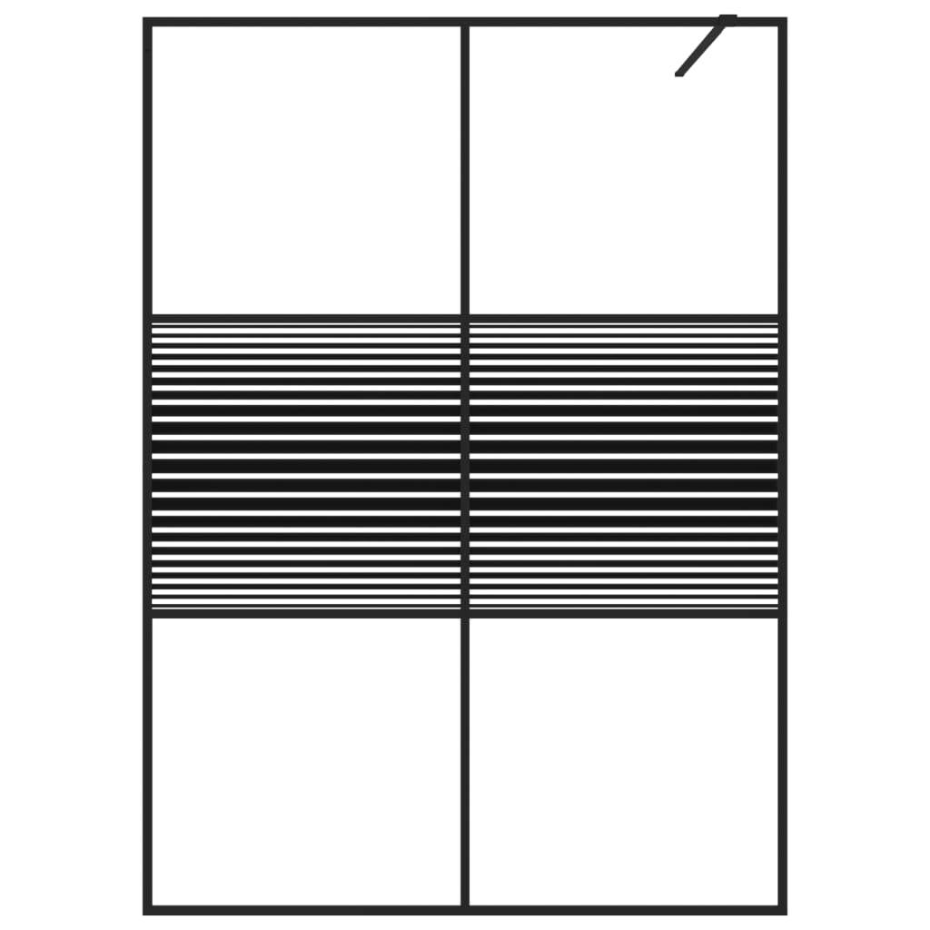vidaXL Duschwand für Begehbare Dusche Schwarz 140x195 cm ESG-Glas Klar