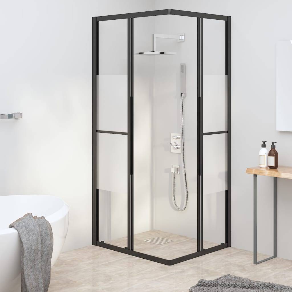 vidaXL Duschkabine Halbmatt ESG 90x70x180 cm Schwarz