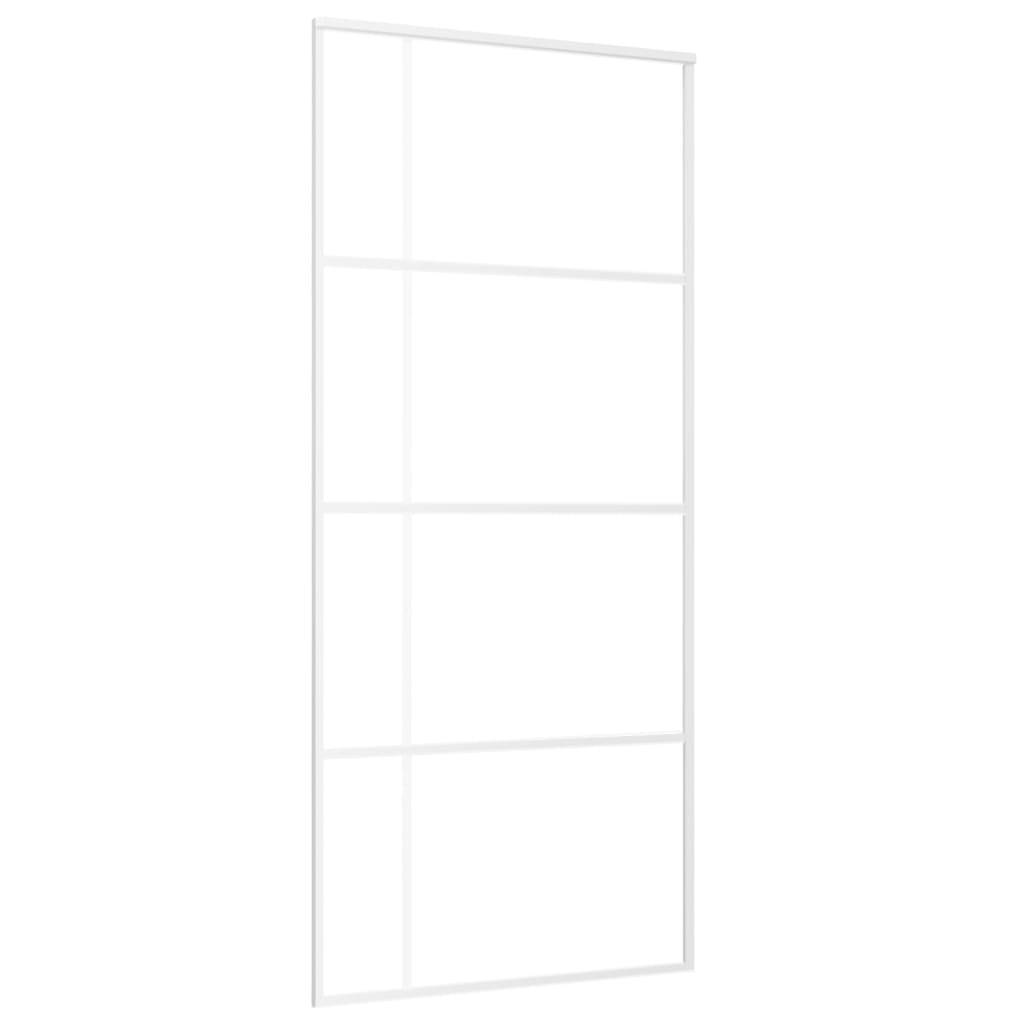 vidaXL Schiebetür ESG-Glas und Aluminium 90x205 cm Weiß