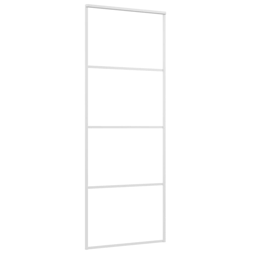 vidaXL Schiebetür ESG-Glas und Aluminium 76x205 cm Weiß
