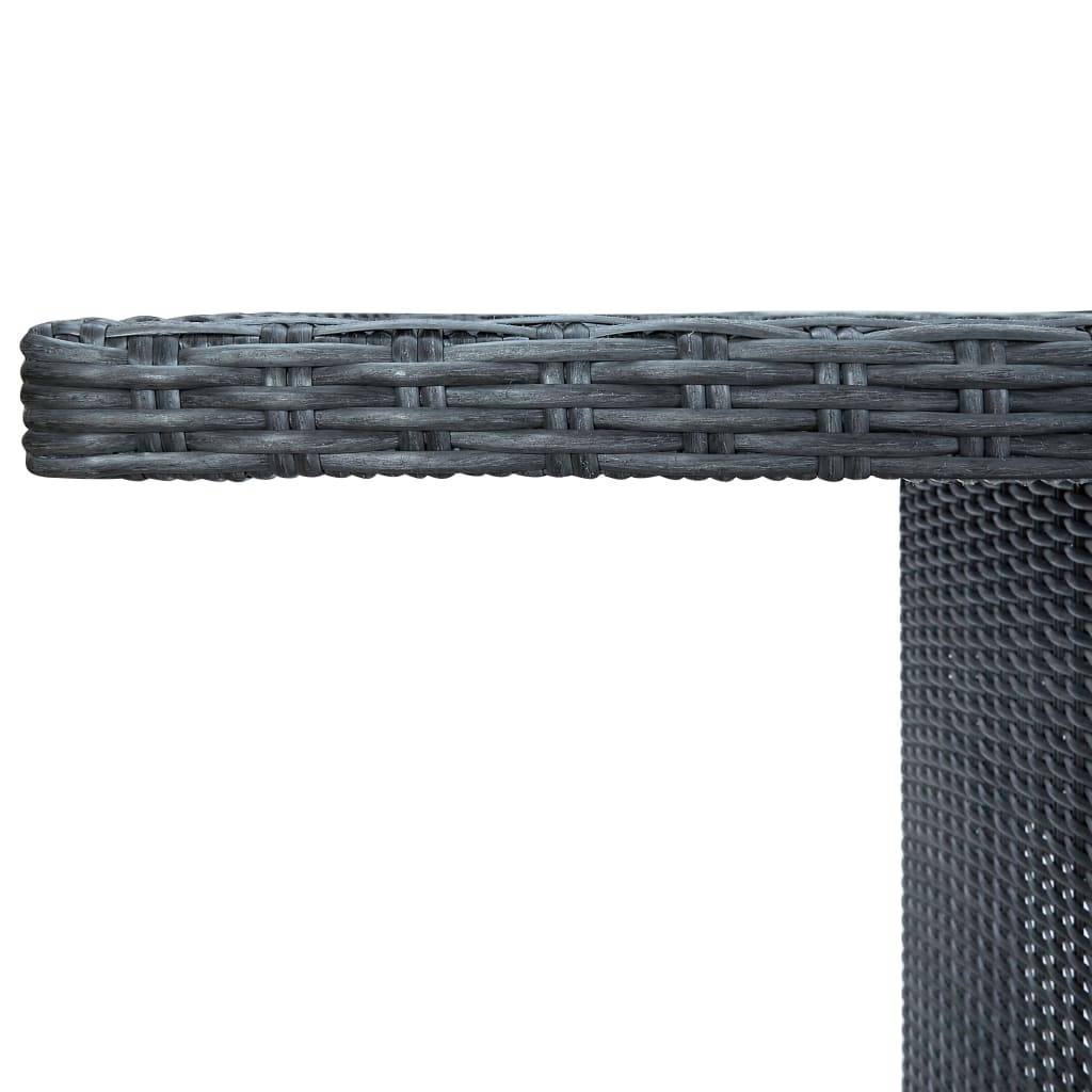 vidaXL Gartentisch Dunkelgrau Poly Rattan und Hartglas