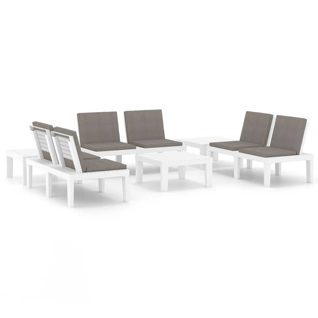 vidaXL 6-tlg. Garten-Lounge-Set mit Auflagen Kunststoff Weiß