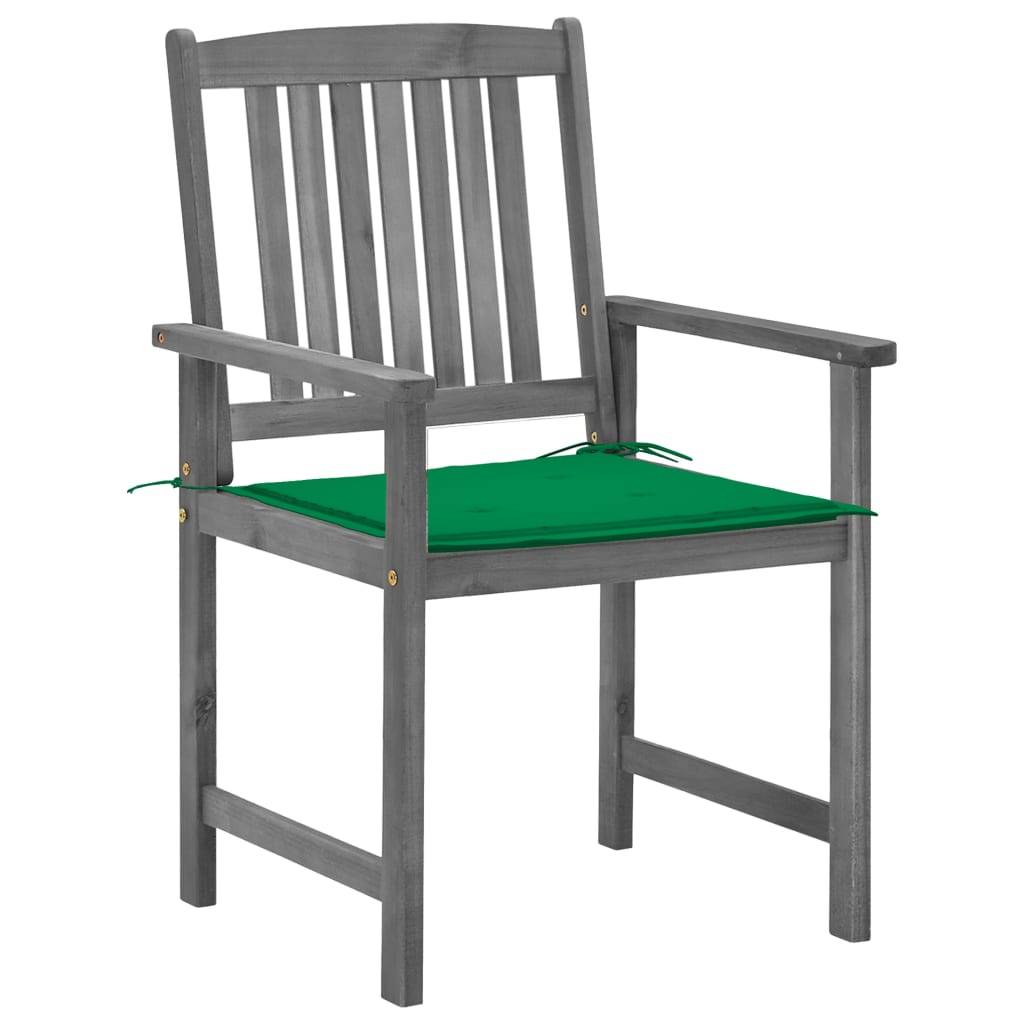 vidaXL Gartenstühle mit Kissen 4 Stk. Grau Massivholz Akazie