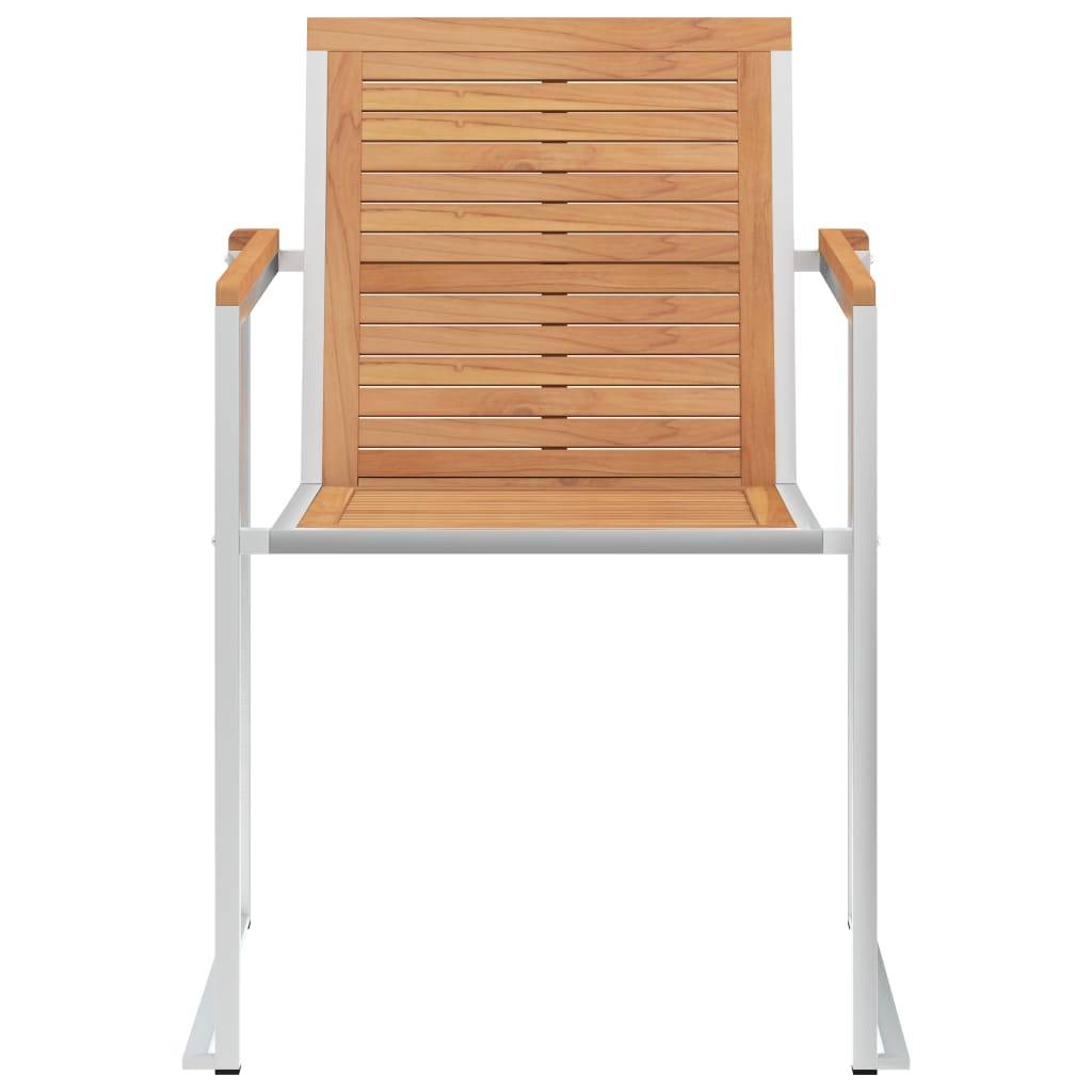 vidaXL Gartenstühle 2 Stk. Massivholz Teak und Edelstahl