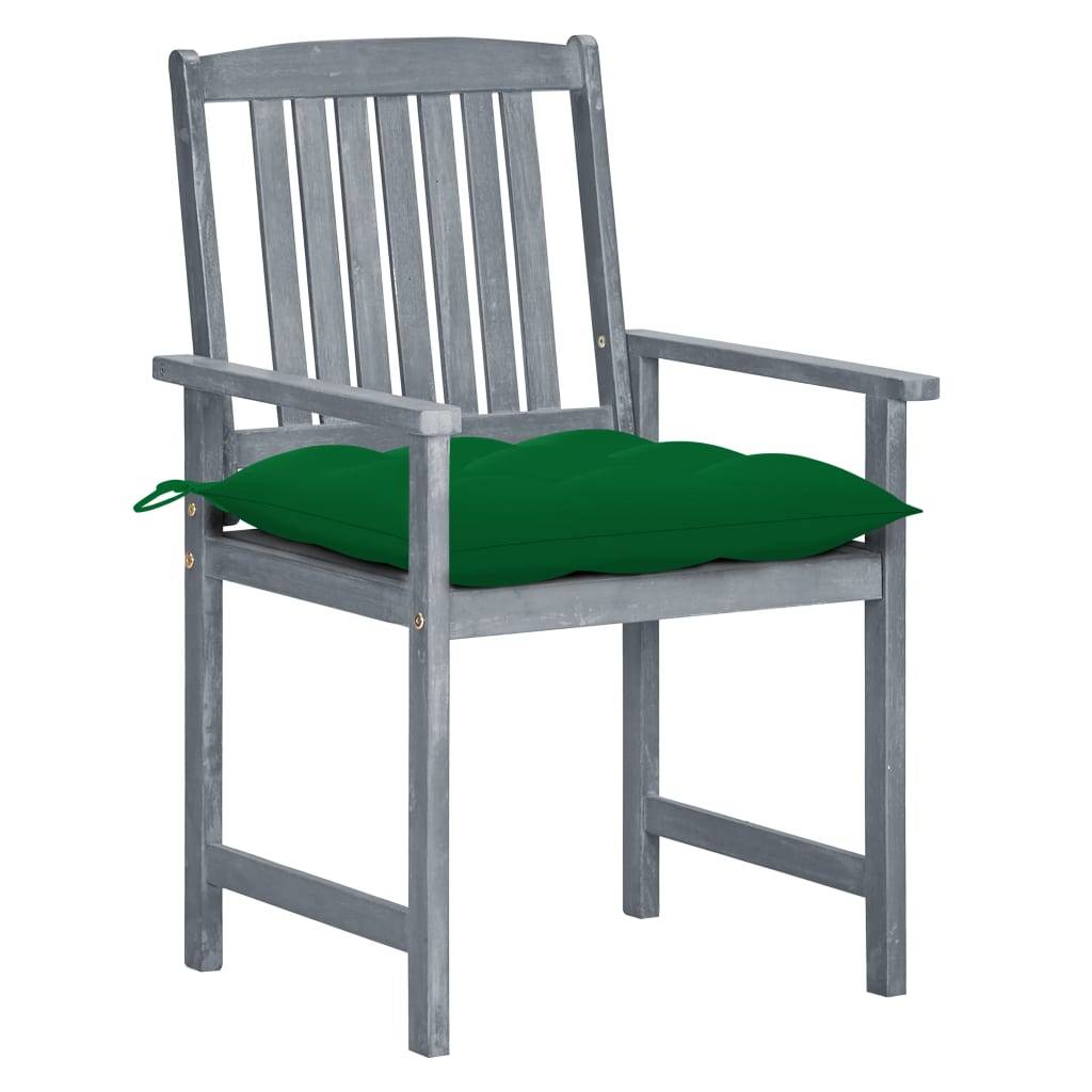 vidaXL Gartenstühle mit Kissen 4 Stk. Grau Massivholz Akazie