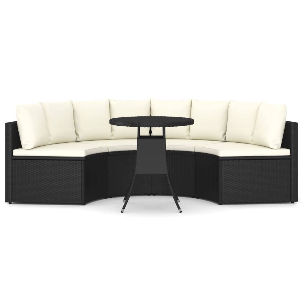 vidaXL 5-tlg. Garten-Sofagarnitur mit Auflagen Poly Rattan Schwarz