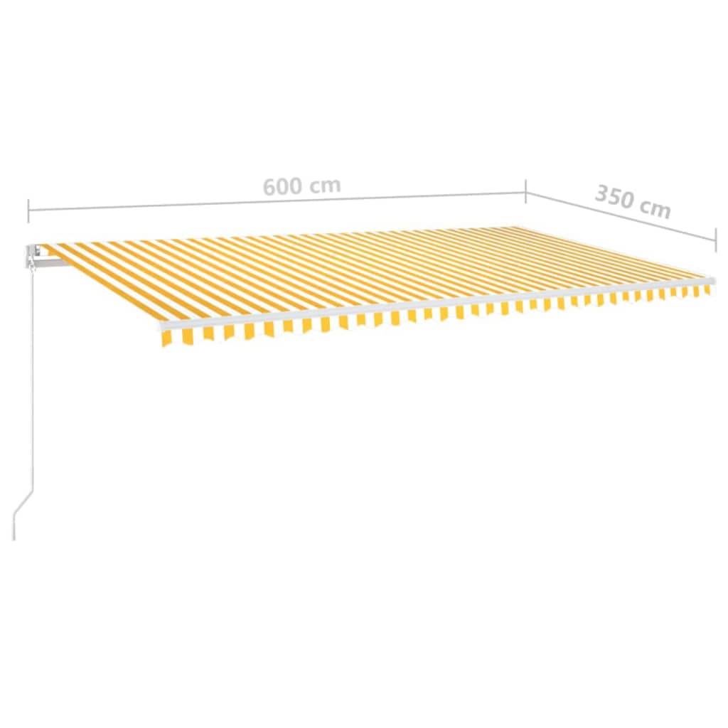 vidaXL Markise Manuell Einziehbar mit LED 600x350 cm Gelb & Weiß