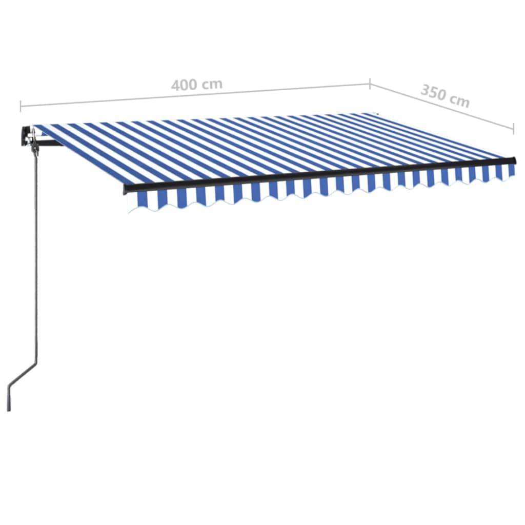 vidaXL Markise Manuell Einziehbar 400x350 cm Blau und Weiß