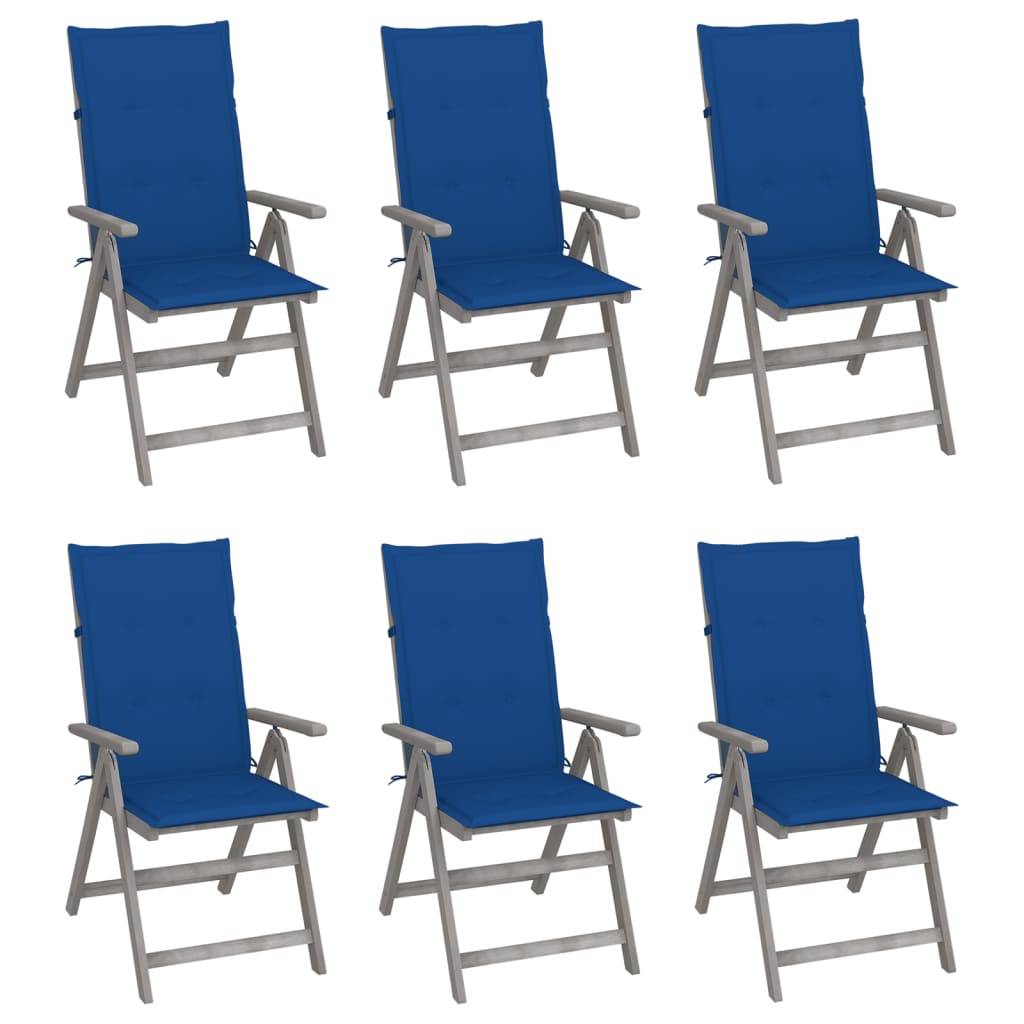 vidaXL Hochlehner Verstellbar 6 Stk. mit Auflagen Massivholz Akazie