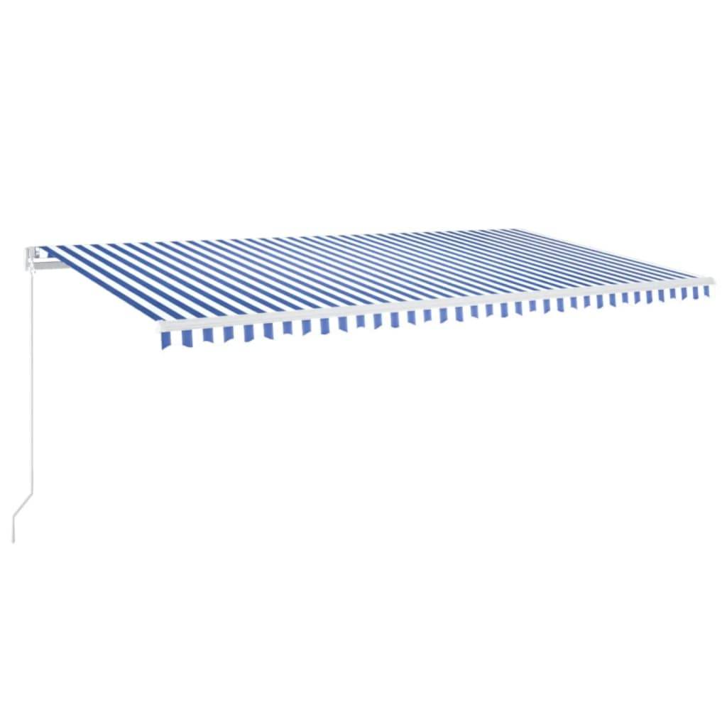 vidaXL Markise Manuell Einziehbar mit LED 600x350 cm Blau und Weiß