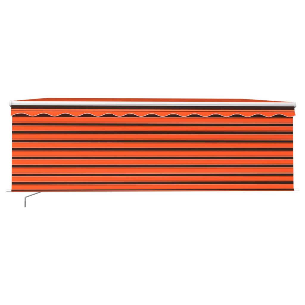 vidaXL Markise Manuell Einziehbar mit Rollo & LED 4,5x3 m Orange Braun