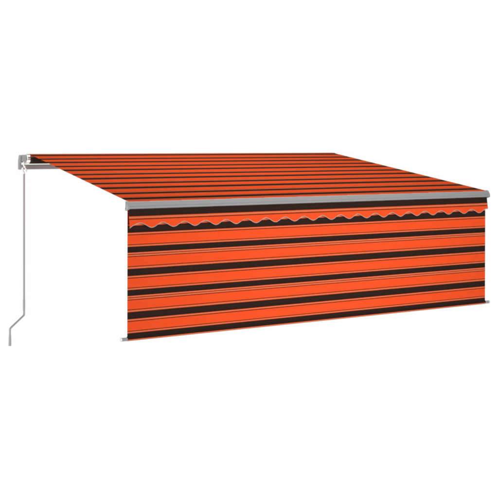 vidaXL Markise Manuell Einziehbar mit Rollo & LED 4,5x3 m Orange Braun