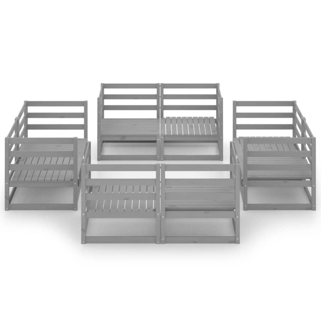 vidaXL 8-tlg. Garten-Lounge-Set Grau Massivholz Kiefer