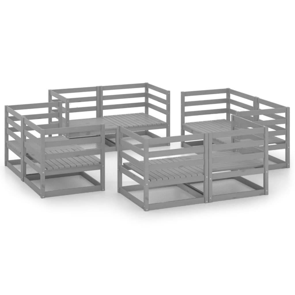 vidaXL 8-tlg. Garten-Lounge-Set Grau Massivholz Kiefer