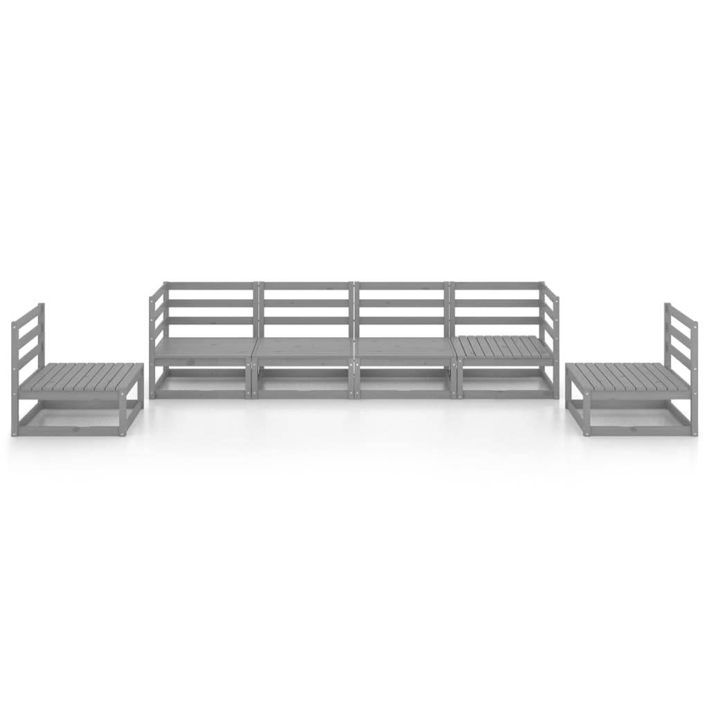 vidaXL 6-tlg. Garten-Lounge-Set Grau Massivholz Kiefer