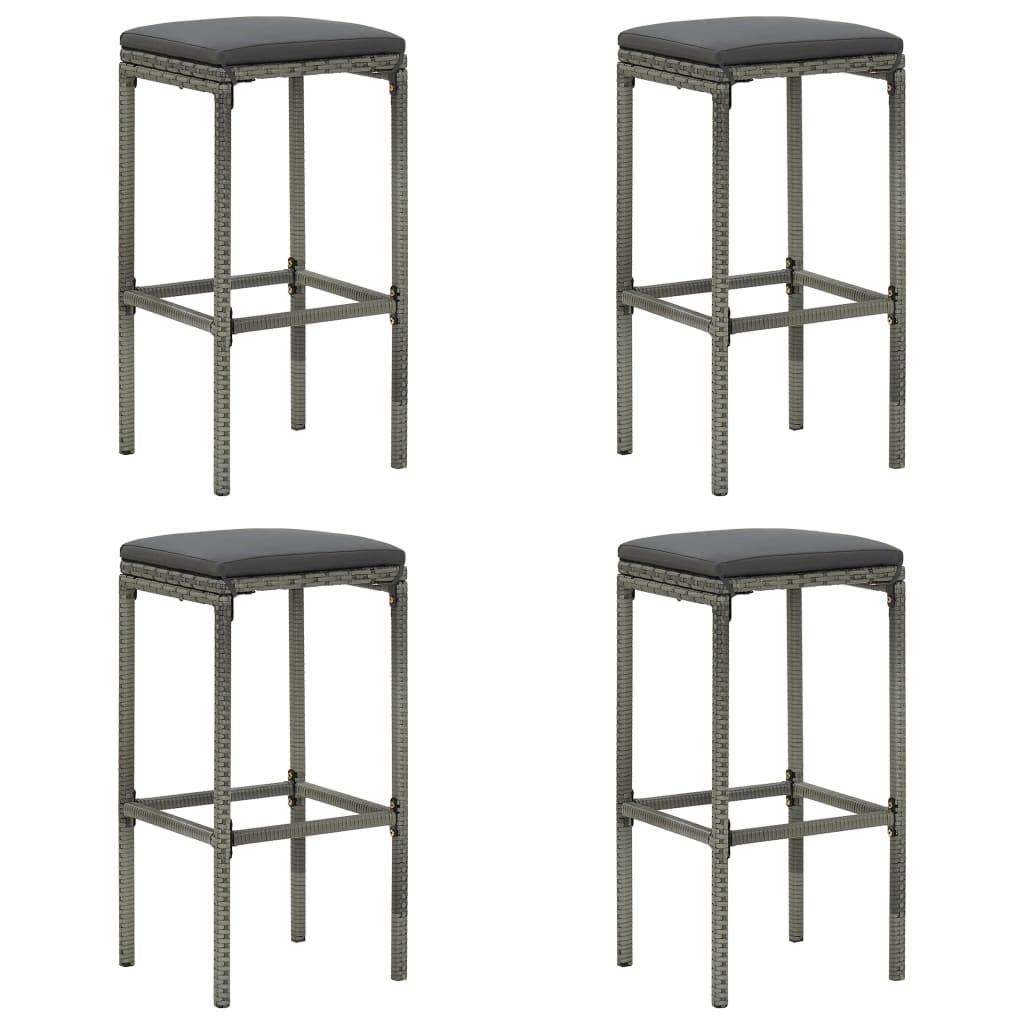 vidaXL 5-tlg. Gartenbar-Set mit Kissen Poly Rattan Grau