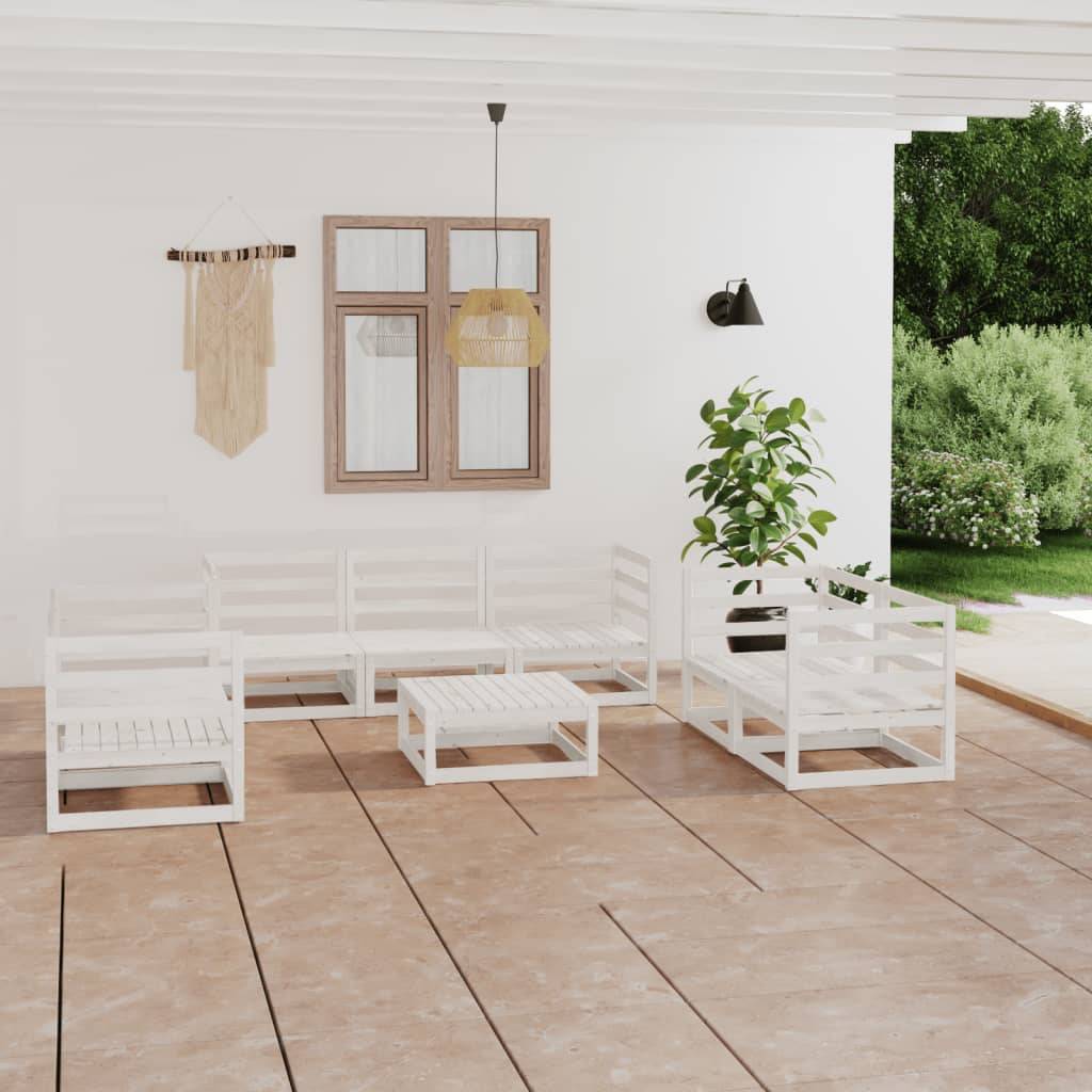 vidaXL 8-tlg. Garten-Lounge-Set Weiß Massivholz Kiefer