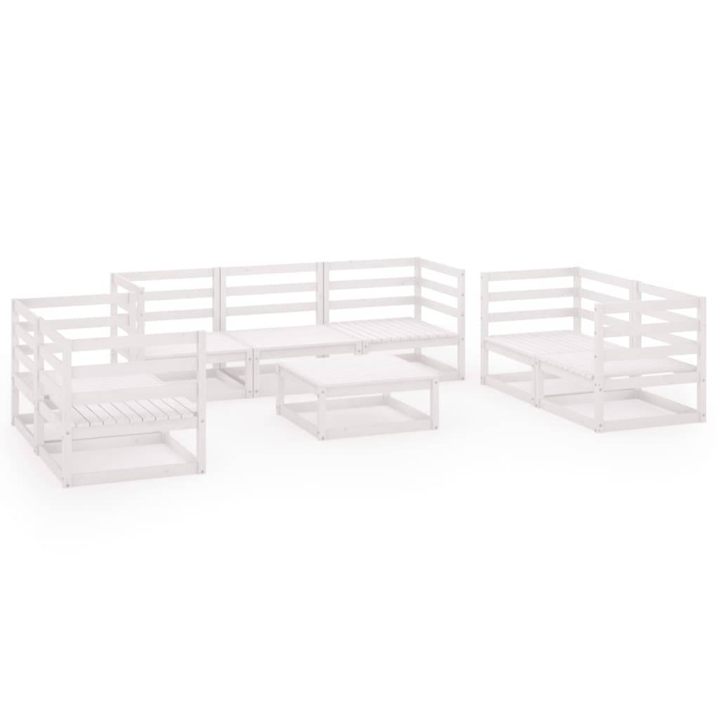 vidaXL 8-tlg. Garten-Lounge-Set Weiß Massivholz Kiefer
