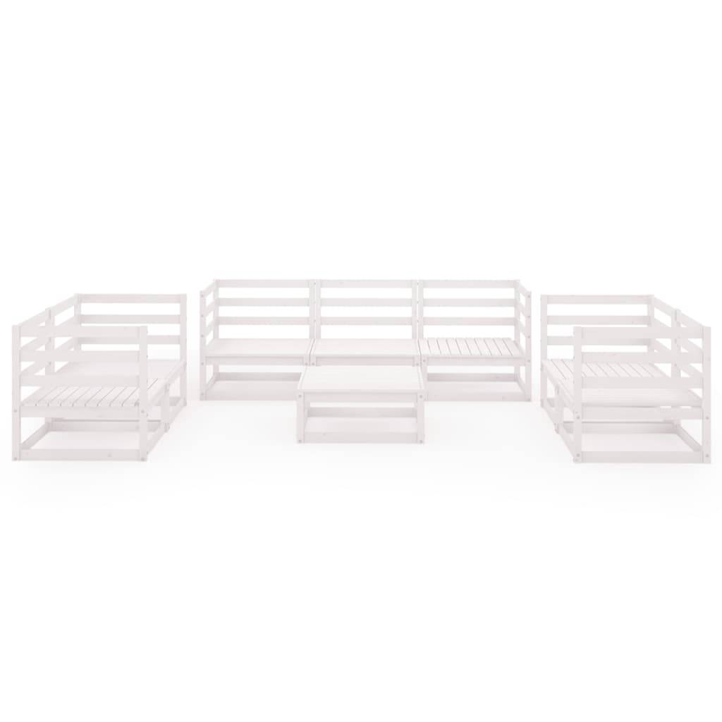 vidaXL 8-tlg. Garten-Lounge-Set Weiß Massivholz Kiefer