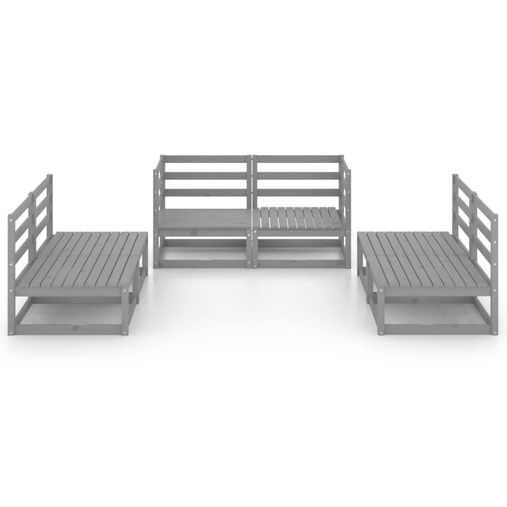 vidaXL 6-tlg. Garten-Lounge-Set Grau Massivholz Kiefer