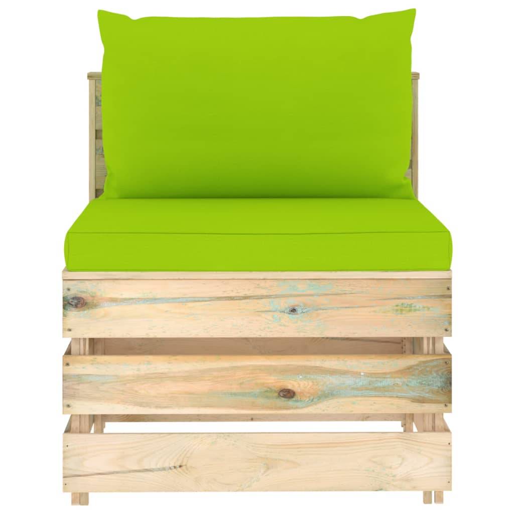 vidaXL Modulares Mittelsofa mit Kissen Grün Imprägniertes Holz