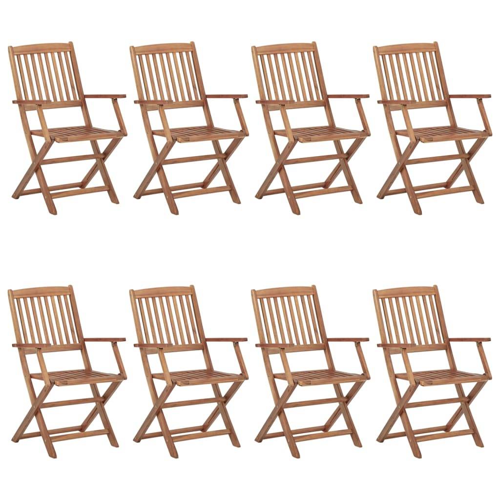 vidaXL Klappbare Gartenstühle 8 Stk. mit Kissen Massivholz Akazie