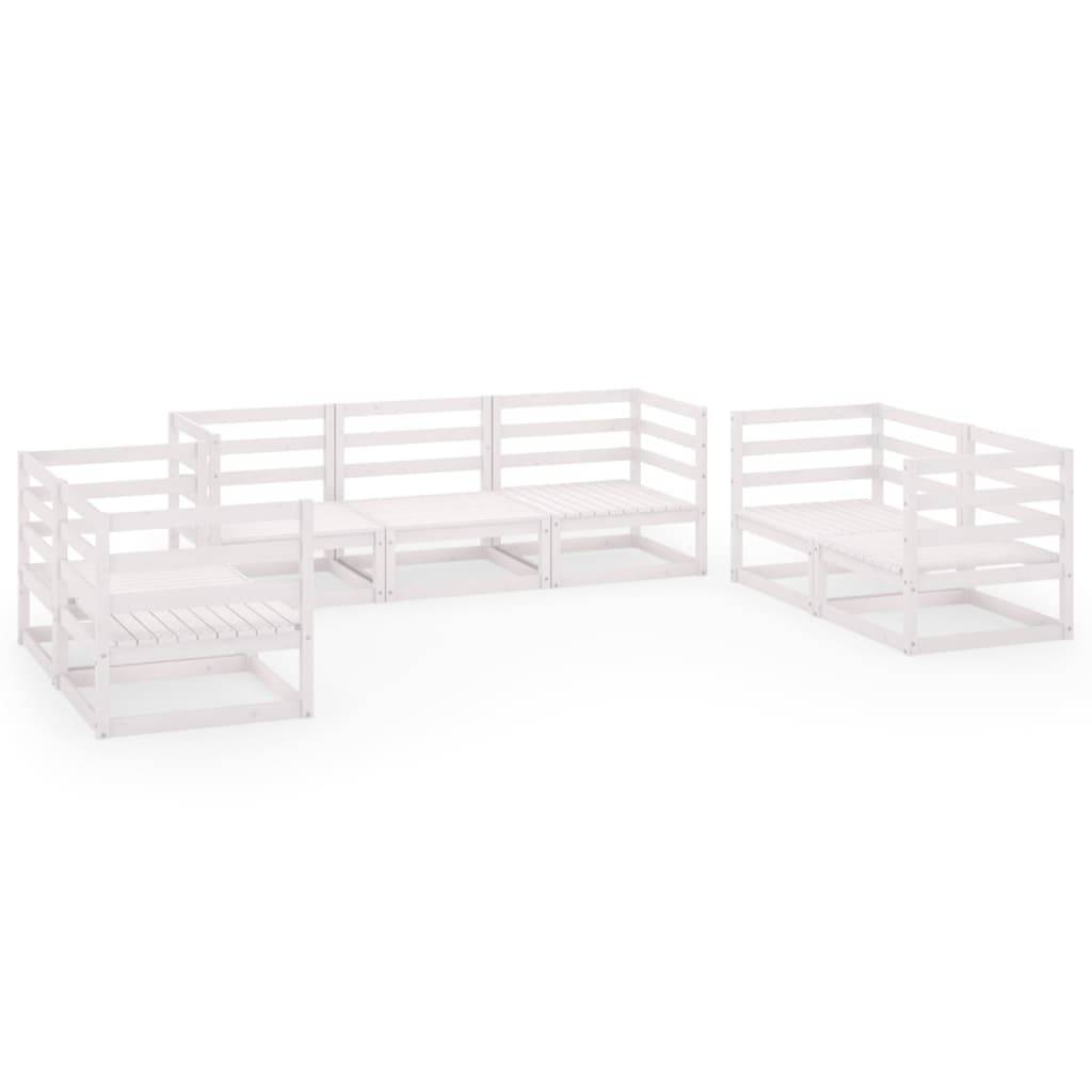 vidaXL 7-tlg. Garten-Lounge-Set Weiß Massivholz Kiefer