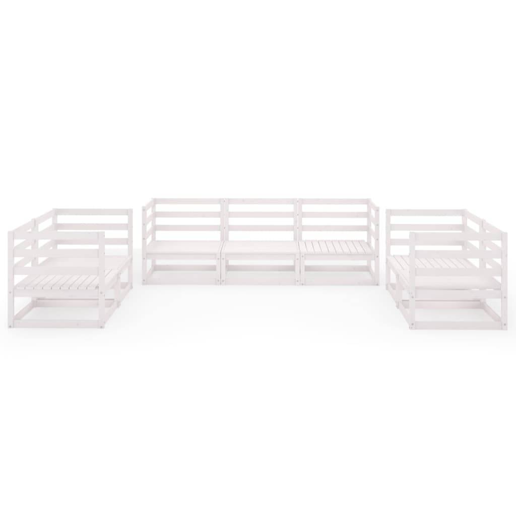 vidaXL 7-tlg. Garten-Lounge-Set Weiß Massivholz Kiefer