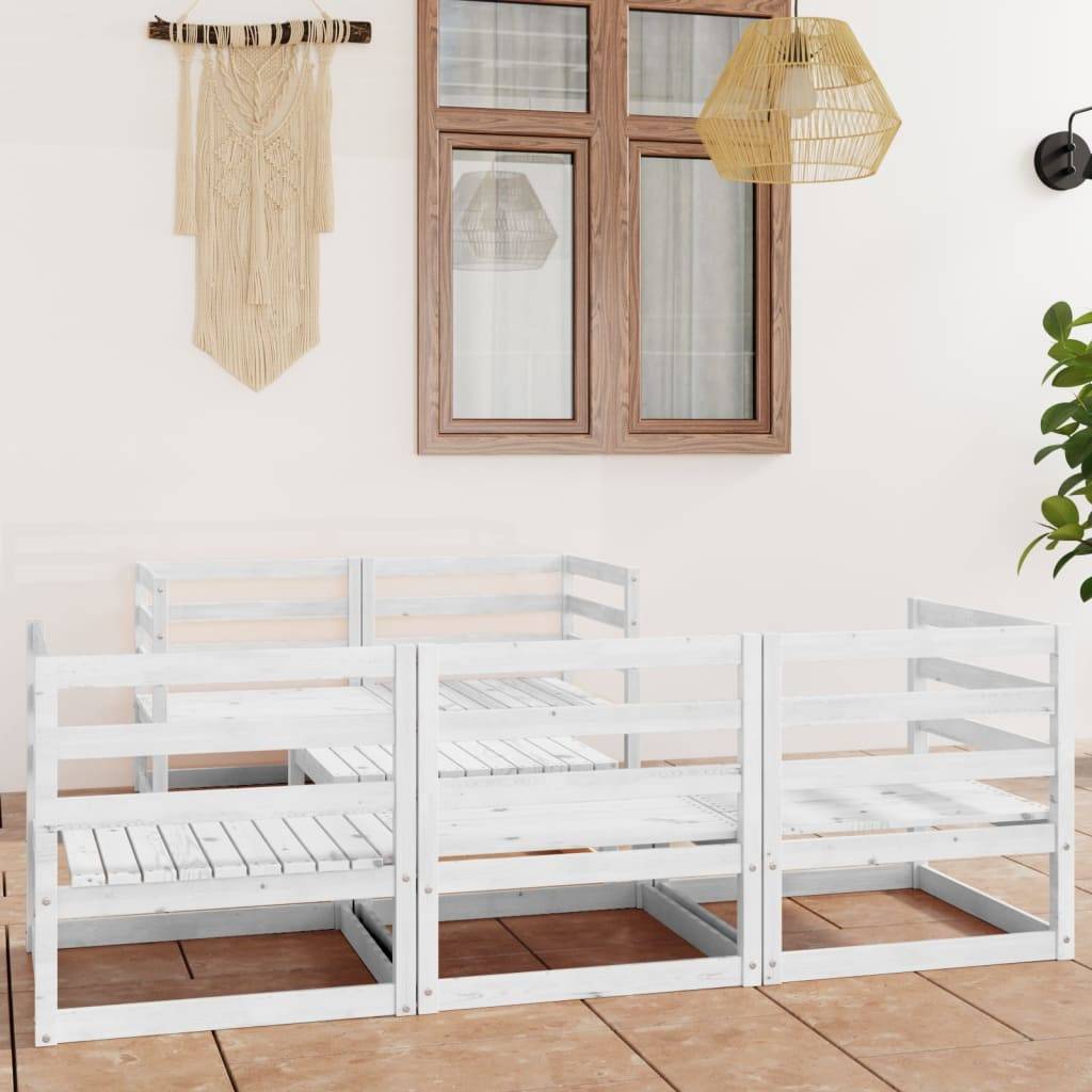 vidaXL 6-tlg. Garten-Lounge-Set Weiß Massivholz Kiefer