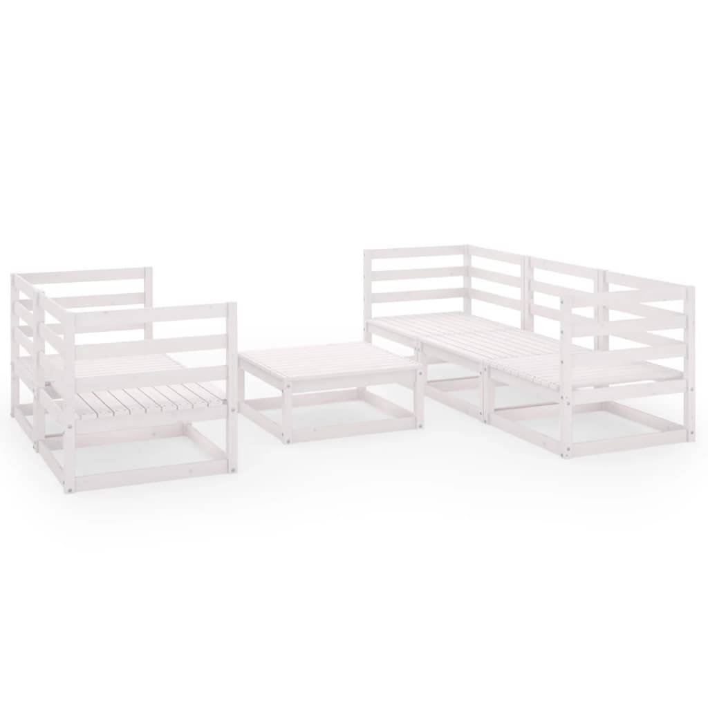 vidaXL 6-tlg. Garten-Lounge-Set Weiß Massivholz Kiefer