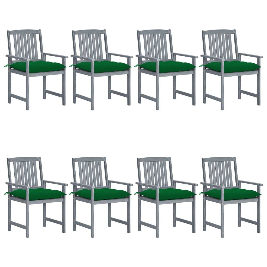 vidaXL Gartenstühle mit Kissen 8 Stk. Massivholz Akazie Grau