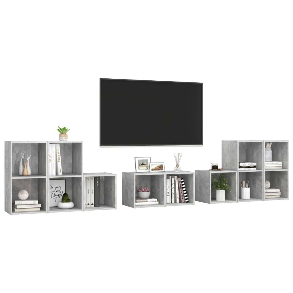 vidaXL 8-tlg. TV-Schrank-Set Betongrau Holzwerkstoff