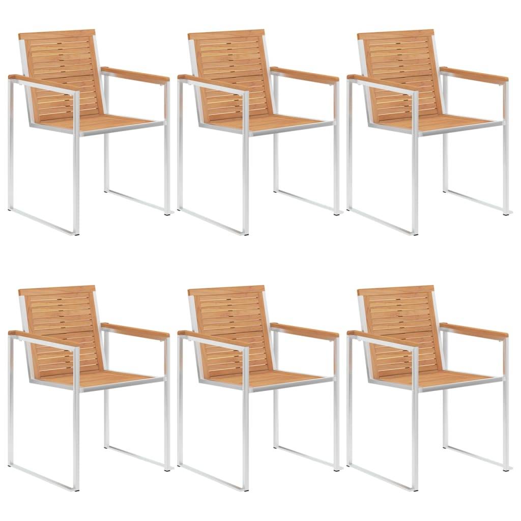 vidaXL Gartenstühle 6 Stk. mit Kissen Massivholz Teak