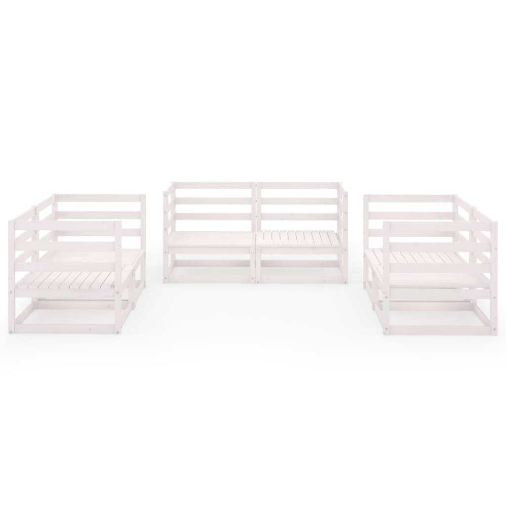 vidaXL 6-tlg. Garten-Lounge-Set Weiß Massivholz Kiefer