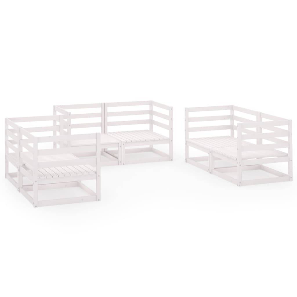 vidaXL 6-tlg. Garten-Lounge-Set Weiß Massivholz Kiefer