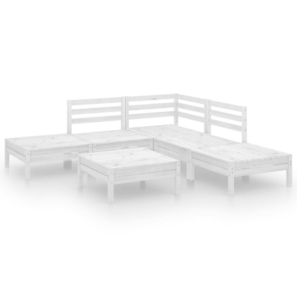 vidaXL 6-tlg. Garten-Lounge-Set Massivholz Kiefer Weiß