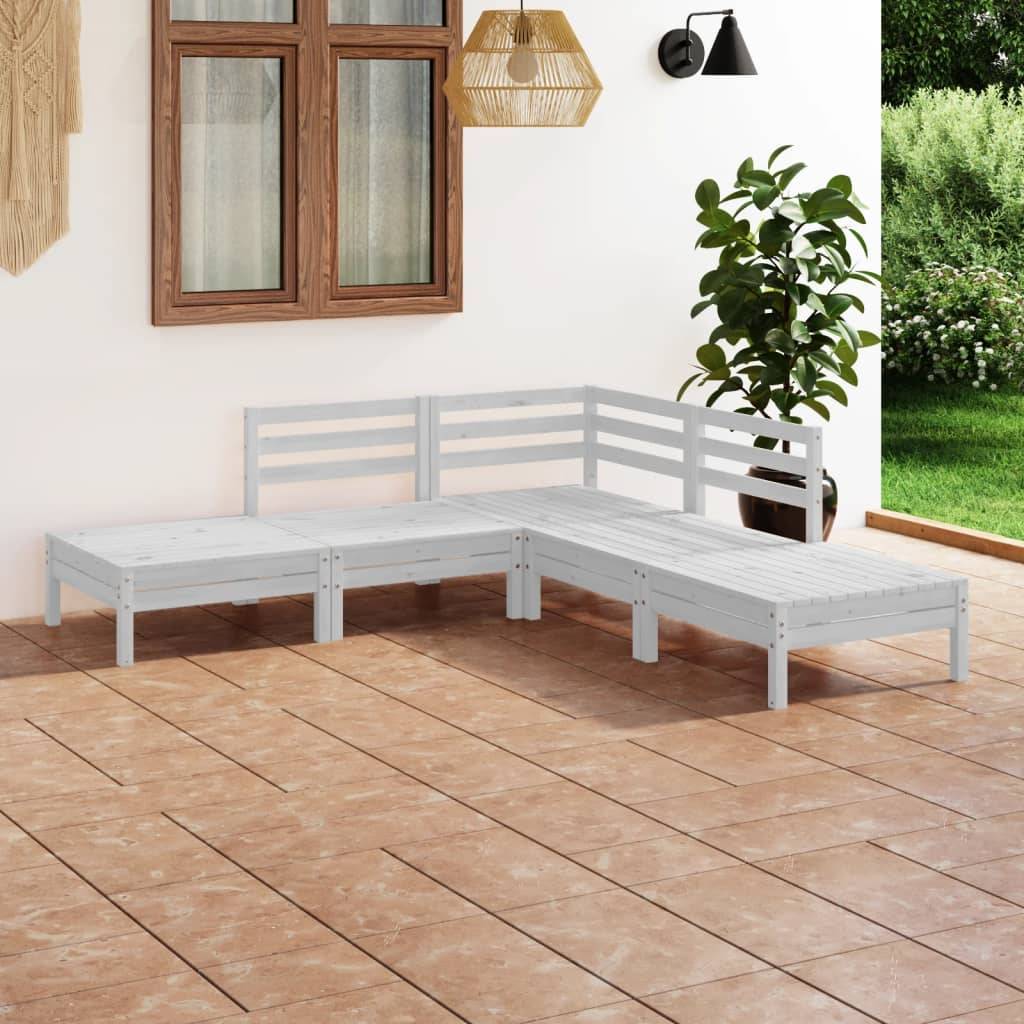 vidaXL 5-tlg. Garten-Lounge-Set Massivholz Kiefer Weiß