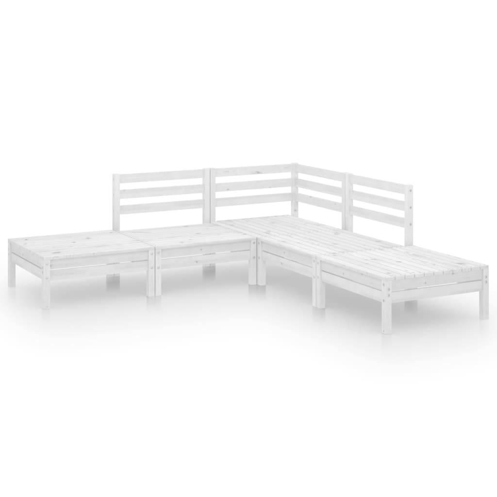 vidaXL 5-tlg. Garten-Lounge-Set Massivholz Kiefer Weiß