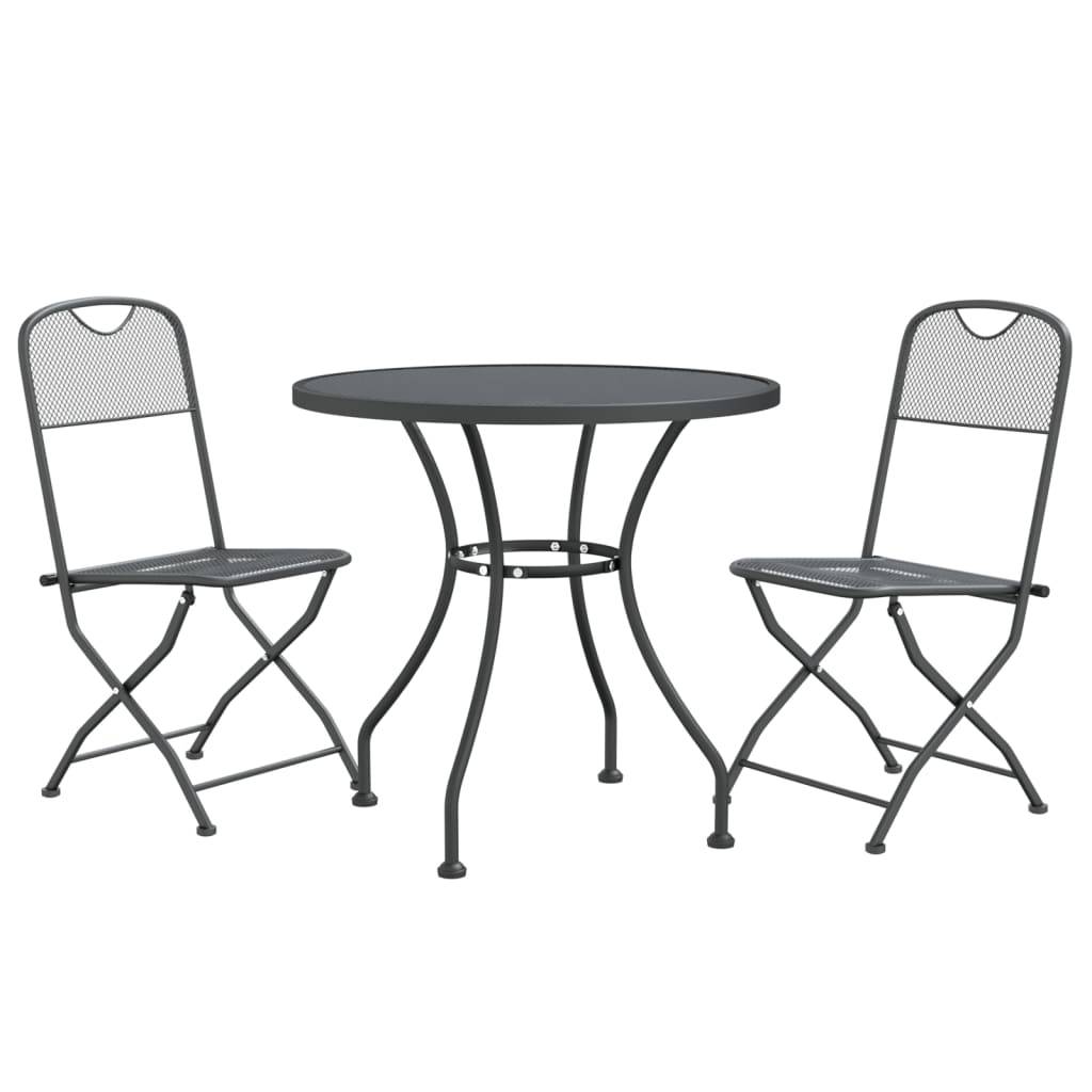 vidaXL 3-tlg. Garten-Essgruppe Streckmetall Anthrazit