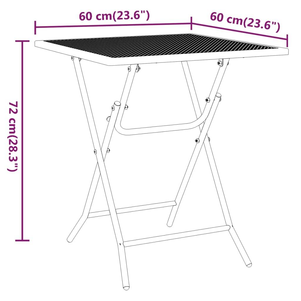 vidaXL Gartentisch 60x60x72 cm Streckmetall Anthrazit