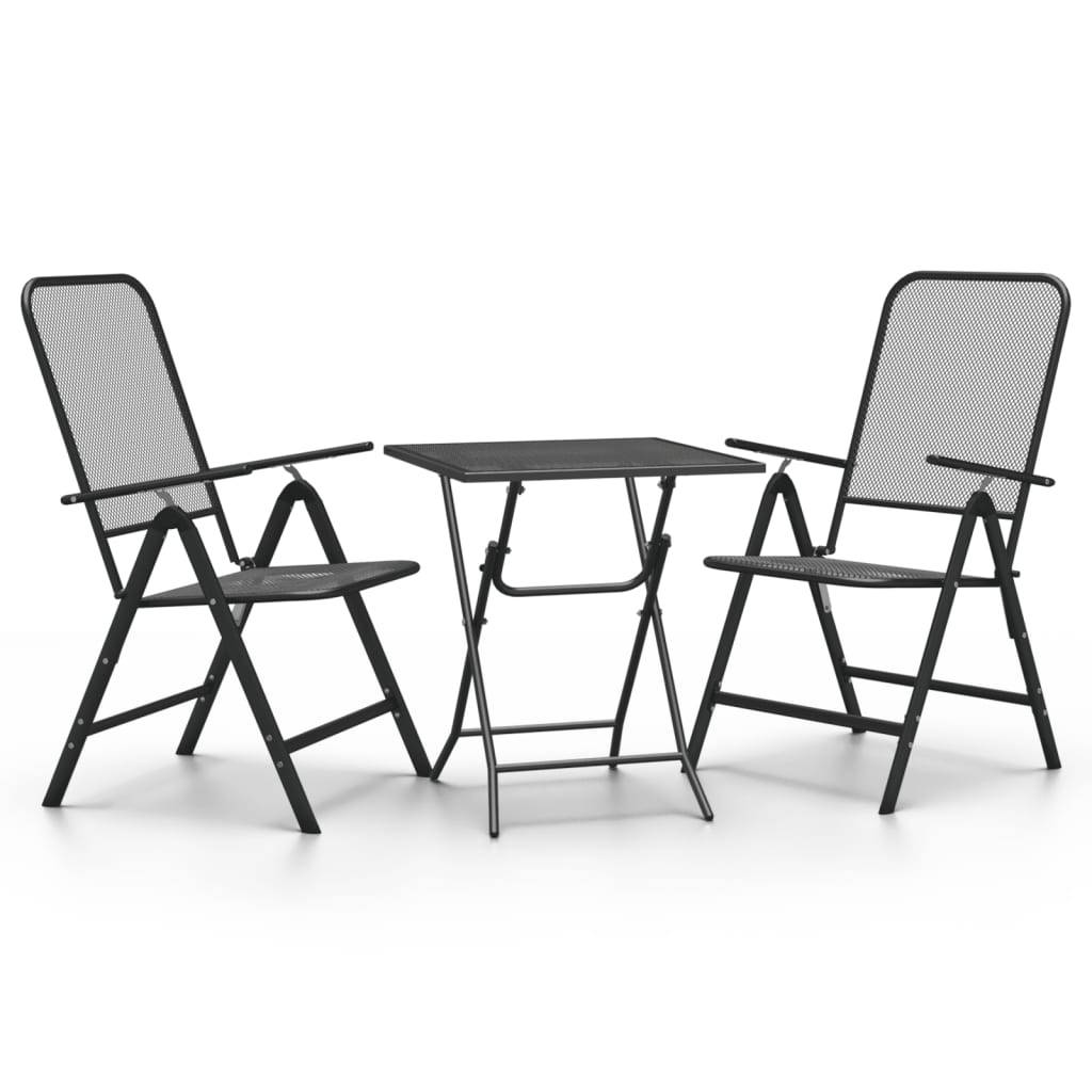 vidaXL 3-tlg. Garten-Essgruppe Streckgitter Anthrazit