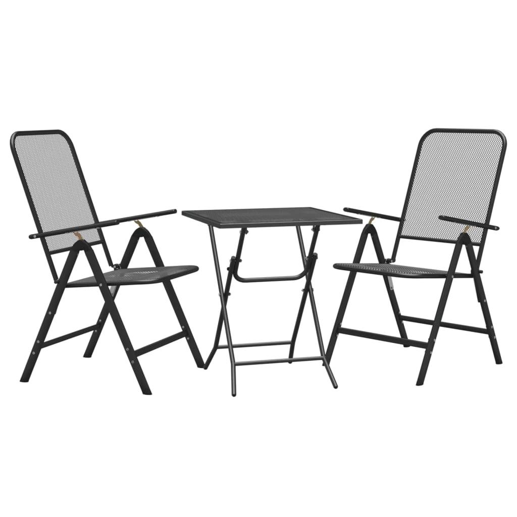 vidaXL 3-tlg. Garten-Essgruppe Streckgitter Anthrazit
