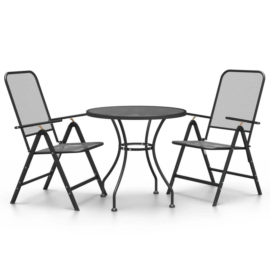 vidaXL 3-tlg. Garten-Essgruppe Streckmetall Anthrazit