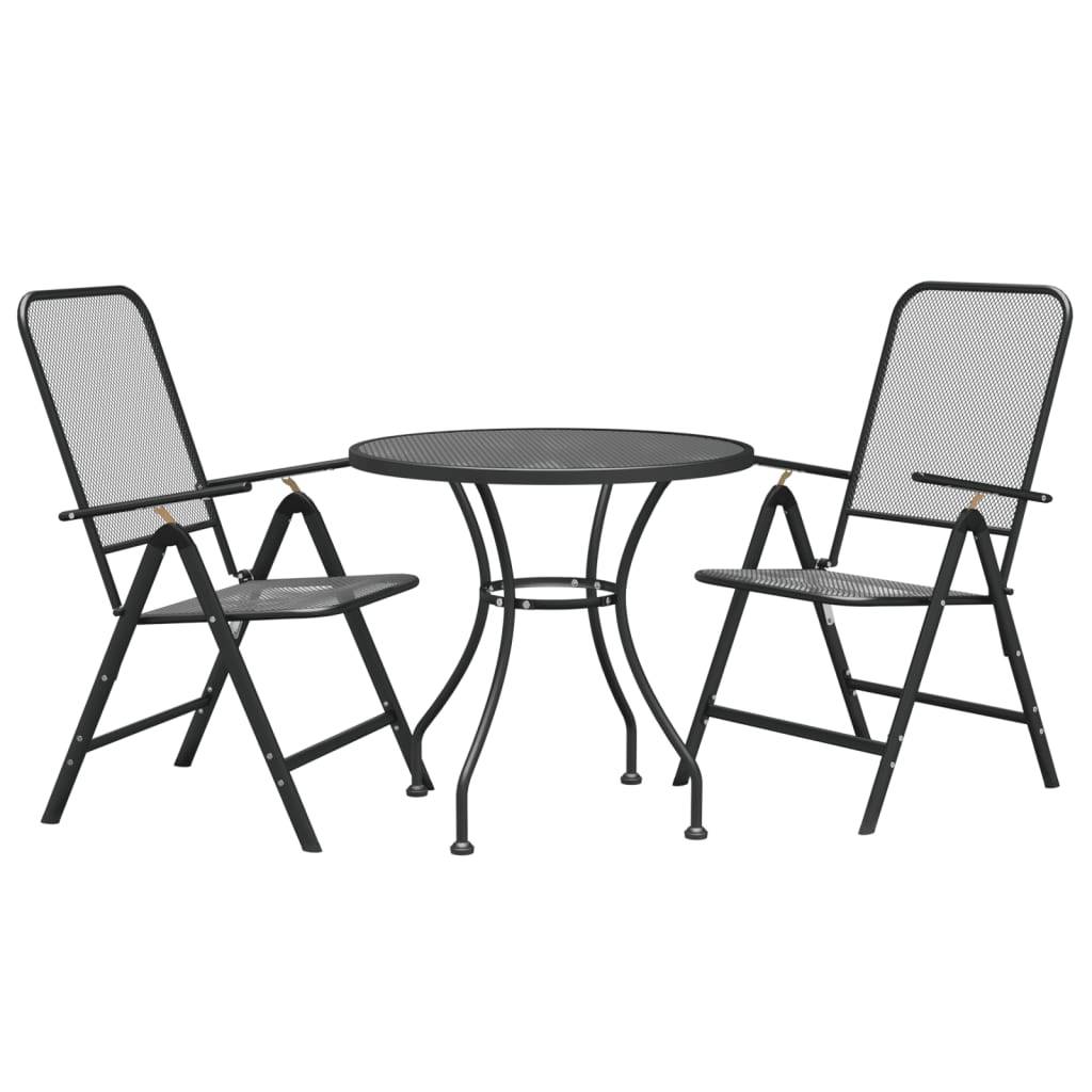vidaXL 3-tlg. Garten-Essgruppe Streckmetall Anthrazit