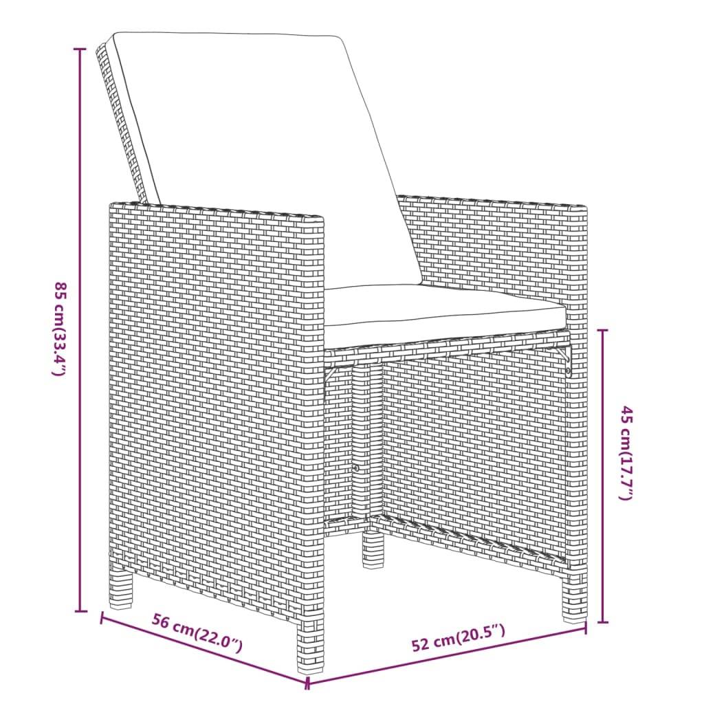 vidaXL 5-tlg. Garten-Essgruppe mit Kissen Poly Rattan Grau