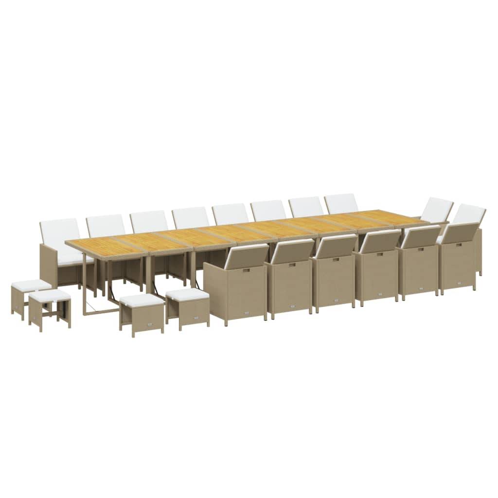 vidaXL 21-tlg. Garten-Essgruppe mit Kissen Poly Rattan Beige